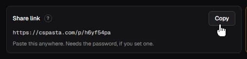 The share link row on a cspasta edit page, with its Copy button
